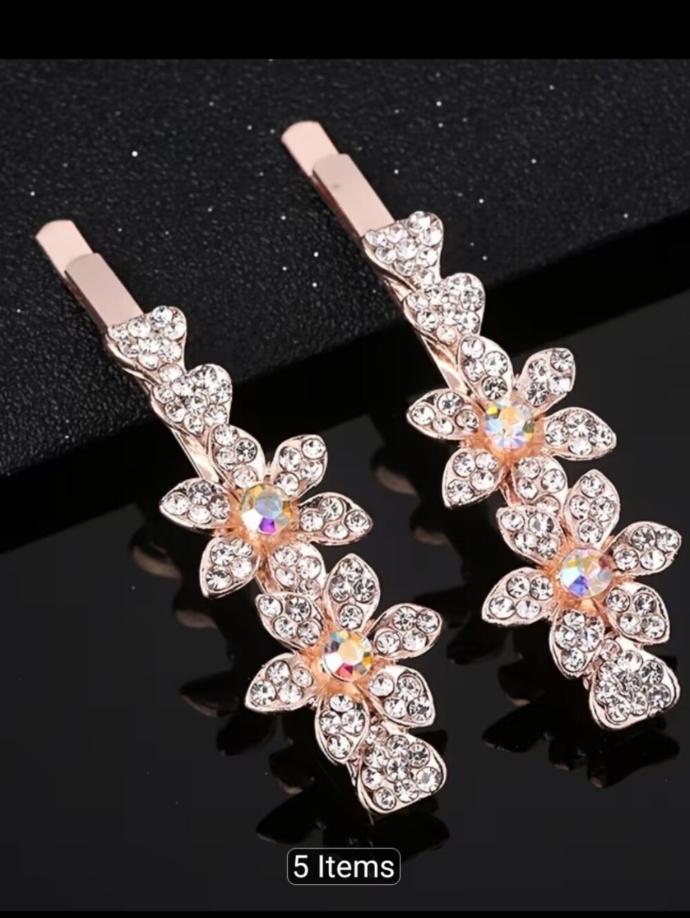 🆕️Clear Crystal Floral Hair Clips - Pair